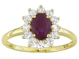 10KT .90CT RUBY AND .50CTW WHITE SAPPHIRE RING