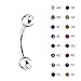 Steel Double Cz Gem Eyebrow Ring Curved Barbell 16,14 Gauge
