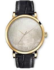 SPRAWL Aanalog Fashion Series Gold Ladies Watches of Genuine Black Leather Strap,Unique Wrist Watch for Women Girls Designed with Texture of a gray wall
