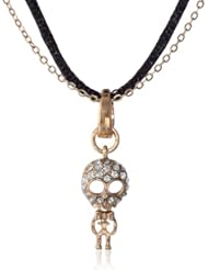 Betsey Johnson "Pave Pendants" Pave Skull Man Pendant Necklace, 21"