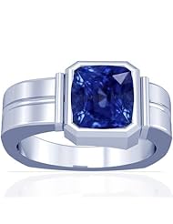 18K White Gold Cushion Cut Blue Sapphire Solitaire Ring