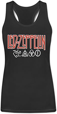 Luosha Women's Led Zeppelin Red Graphic Tank Top S Black