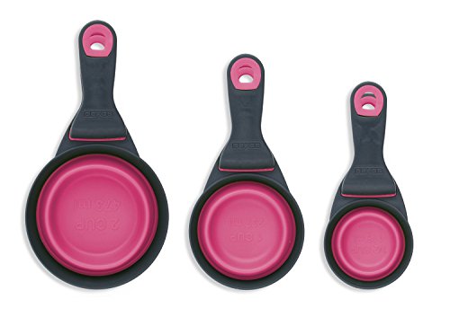 Dexas 1 Cup Popware for Pets Collapsible KlipScoop, Gray/Pink