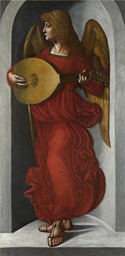 The Cotton Canvas of oil painting 'Associate of Leonardo da Vinci-An Angel in Red with a Lute,1490-9' ,size: 20x41 inch / 51x104 cm ,this Amazing Art Decorative Prints on Canvas is fit for Bathroom artwork and Home decoration and Gifts