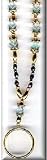Beaded Lanyard Peacock/topaz with Goldtone Beads Lan-012