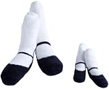 JazzyToes Mommy & Me Mary Janes Socks set, Black/White, 0-12 Months