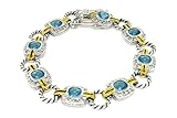 Elegant 2-tone Designer-Inspired Bracelet w/Blue CZs