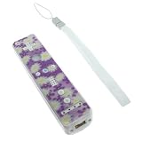 Retail Packing Nintendo Wii Remote Controller Protector Sticker Sheet with Wrist Strap - Purple Flower
