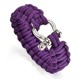 Cosmos ® 8" Purple Color with Stainless Steel Bow Shackle Survival Bracelet Strap + Free Cosmos Cable Tie