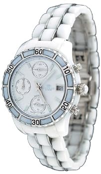 Oniss #ON8107-L Women's Multi Function 3 Dial White Ceramic Watch
