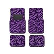 A Set of 4 Universal Fit Animal Print Carpet Floor mats for Cars / Truck - Zebra Purple