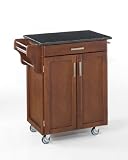 Homestyles 9001-0074 Cherry Wood Cuisine Cart with Black Granite Top
