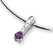 Diamond & Amethyst Sterling Silver Slide on 16" Cubetto 3mm Chain