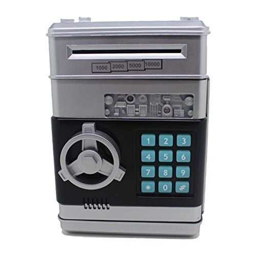 Ainypiggy-bank Code Electronic Money Bank Piggy Money Banks Coin Saving Banks ATM Safty Banks,silver