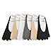 6 Pairs Cotton No-show Toe Socks With Silicone Heel-Grip
