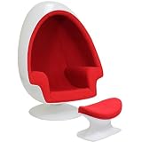 LexMod Eero Aarnio Alpha Shell Egg Chair And Ottoman in Red LexMod Eero Aarnio Alpha Shell Egg Chair And Ottoman in Red