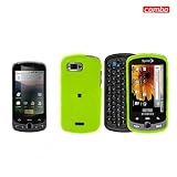 Samsung Moment M900 Combo Rubber Feel Neon Green Protective Case Faceplate Cover + LCD Screen Protector for Samsung Moment M900