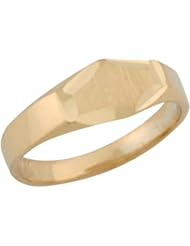 10k Yellow Gold Thin Long Diamond Cut Signet Cute Baby Ring