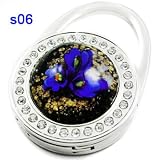 womens diamond bracelets-Foldable Colored Glaze Glass Purse Hook Hanger flower pattern with Rhinestone **6 choices**