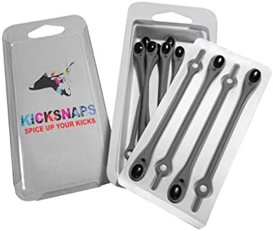 Kicksnaps Elastic No Tie Shoelace System Silver & Black