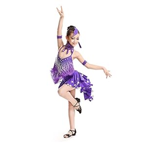 Girls Halloween Costumes Latin Dance Costume Purple Dancing Clothes