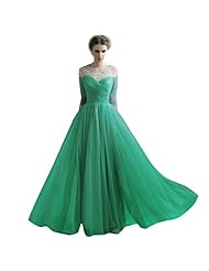 Plus Size A-line Beaded Open-Back Fitted Crystal Sheer  High-Neck Evening Dress/Prom Dress/Wedding Party Dress  With Pearls