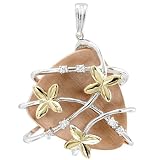 Two Tone & CZ Orange Sterling Silver Pendant