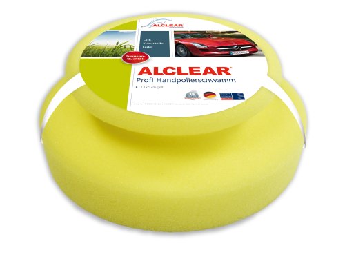 Einführungspreis! ALCLEAR 5713050M Profi Handpolierschwamm 130x50 mm gelb, mit umlaufender Griffleiste z. Auftragen von Lackpolitur, Lackversiegelung, Lederpflege und Wachse - perfekte Ergänzung zu jedem Poliertuch. Für Wachse, Polituren, Lackreiniger.
