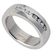 316L Stainless Steel Ring with Clear CZs - 7mm Width - Size: 5-12