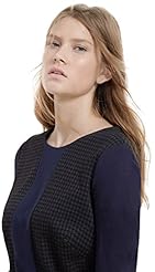 Plus Size Houndstooth Print Cotton/Elastane/Polyester/Viscose Short Belted  Dress