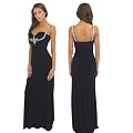 A179 Black Jewel Strap Stretch Long Gown