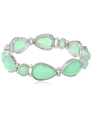 NINE WEST VINTAGE AMERICA "Hidden Gem" Worn Silver and Seafoam Stretch Bracelet, 2.3"
