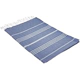 Cacala 100% Cotton Pestemal Turkish Bath Towel, 37 x 70", Grey Blue