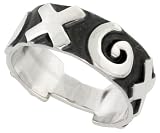 3/8 (9mm) Sterling Silver Hand Made Ring with Huggs and Kisses design