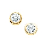 14K Yellow Gold 4 MM Cubic Zirconia Children's Earring Studs