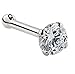 2mm (0.03 ct. tw) Diamond 14K White Gold Nose Ring Bone (20G - 16G)