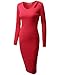 Doublju Womens Longsleeve Strech Slim Fit Cut Out shoulder Midi Dress