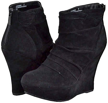 Bamboo Ceasar-50 Black Faux Ankle Boots