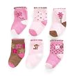 Carter's 6 Pack Girls Monkey Comfy Fit Socks -Pink/Brown, 3-12 Months
