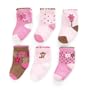 Carter's 6 Pack Girls Monkey Comfy Fit Socks -Pink/Brown, 3-12 Months