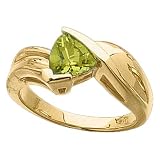 Trillion Cut Peridot, 14Kt. Yellow Gold. Trillion Cut Peridot Ring
