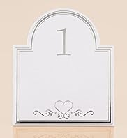 12 White Silver Table Numbers Cards