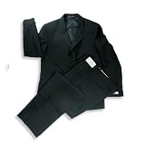 Perry Ellis - Boys 2 Piece Husky Tyler Single Breasted Suit, Black
