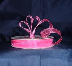Sheer Organza Ribbon Mono Edge - 5/8" - 25 Yards (75 FT) - Hot Pink