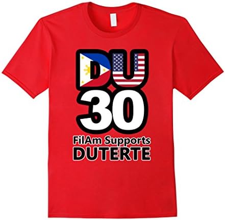 Men's FilAm DU30 T-Shirts -  Duterte for President Large Red