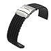 18/19/20/22/24mm Silicone Rubber Sport Waterproof Watch Band Strap Deployment Buckle Black