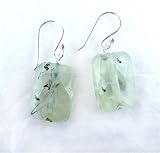 Cushion Cut Prehnite and Sterling Silver Earrings