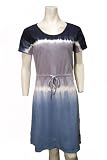Juniors Tie Dye Drawstring Waist Short Sleeve Dress