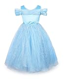 ReliBeauty Girls Cinderella Dress Halloween Costume (6x-7, Light Blue)