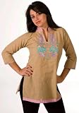 Cotton Kurti / Tunic with embroidery work and contrast collar